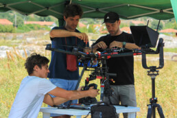 Team di ricerca in preparazione del drone per le attività di rilevamento fotogrammetrico aereo. Montenegro, 2016