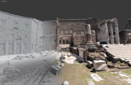 Ricostruzione virtuale del Foro di Augusto, dettaglio del tempio