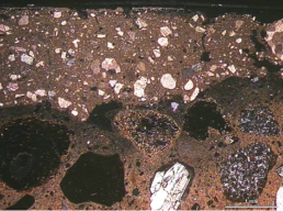 Campione punto di prelievo SGR3: immagine al microscopio ottico in luce polarizzata della finitura a marmorino | Damiana Treccozzi