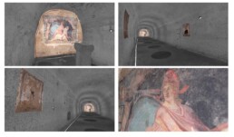 Rilievo laser scanner del Mitreo integrato a fotomodellazione. Modello tridimensionale della cisterna con la proiezione ad alta risoluzione degli affreschi