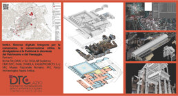 In alto a sinistra: Itinerari museali urbani, dall’Area Archeologica Centrale alla polarità del Museo delle Terme. Al centro: documentazione e restituzione in 3D dell’organismo delle Terme di Diocleziano. A destra, dall’alto: il DB vettoriale composto dalla cartografia storica di Roma; due restituzioni congetturali, dai lacerti, di architetture antiche nell’Area Archeologica Centrale. | © Marco Piccoli e Massimiliano Vita.