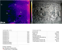 Acquisizione immagine con termocamera FLIR ONE PRO LT, al fine di rilevare l’umidità e lo sviluppo di agenti patogeni | © Maria Potenza, dottoranda PASAP Med