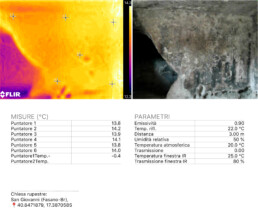 Acquisizione immagine con termocamera FLIR ONE PRO LT, al fine di rilevare l’umidità e lo sviluppo di agenti patogeni | © Maria Potenza, dottoranda PASAP Med