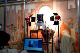 Il team di ricerca CNR ISPC a lavoro presso la Cappella Brancacci, Firenze.