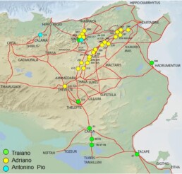 Esemplificazione della distribuzione delle iscrizioni viarie tra il 98 e il 116 d. C.