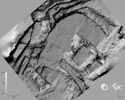 Elaborazione digitale del terreno (DTM) dell’ingresso Nord, per evidenziare i cedimenti delle lastre pavimentali