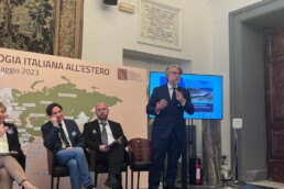 Giulio Lucarini durante la Giornata dell'archeologia italiana all'estero, 9 maggio 2023, Roma
