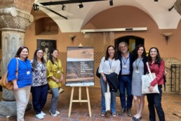 Il gruppo di ricerca alla conferenza “From foragers to farmers in Northeastern Africa”, Poznan, Polonia, 3-6 luglio 2023. Da sinistra: Maria Carmela Gatto, Lorena Lombardi, Alessia Brucato, Jade Bajeot, Giulio Lucarini, Federica Ugliano, Grazia Di Pietro.