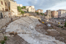 Volo drone con vista dall’alto del Teatro Romano - pilota Daniele Ferdani, ricercatore CNR ISPC | © CNR ISPC